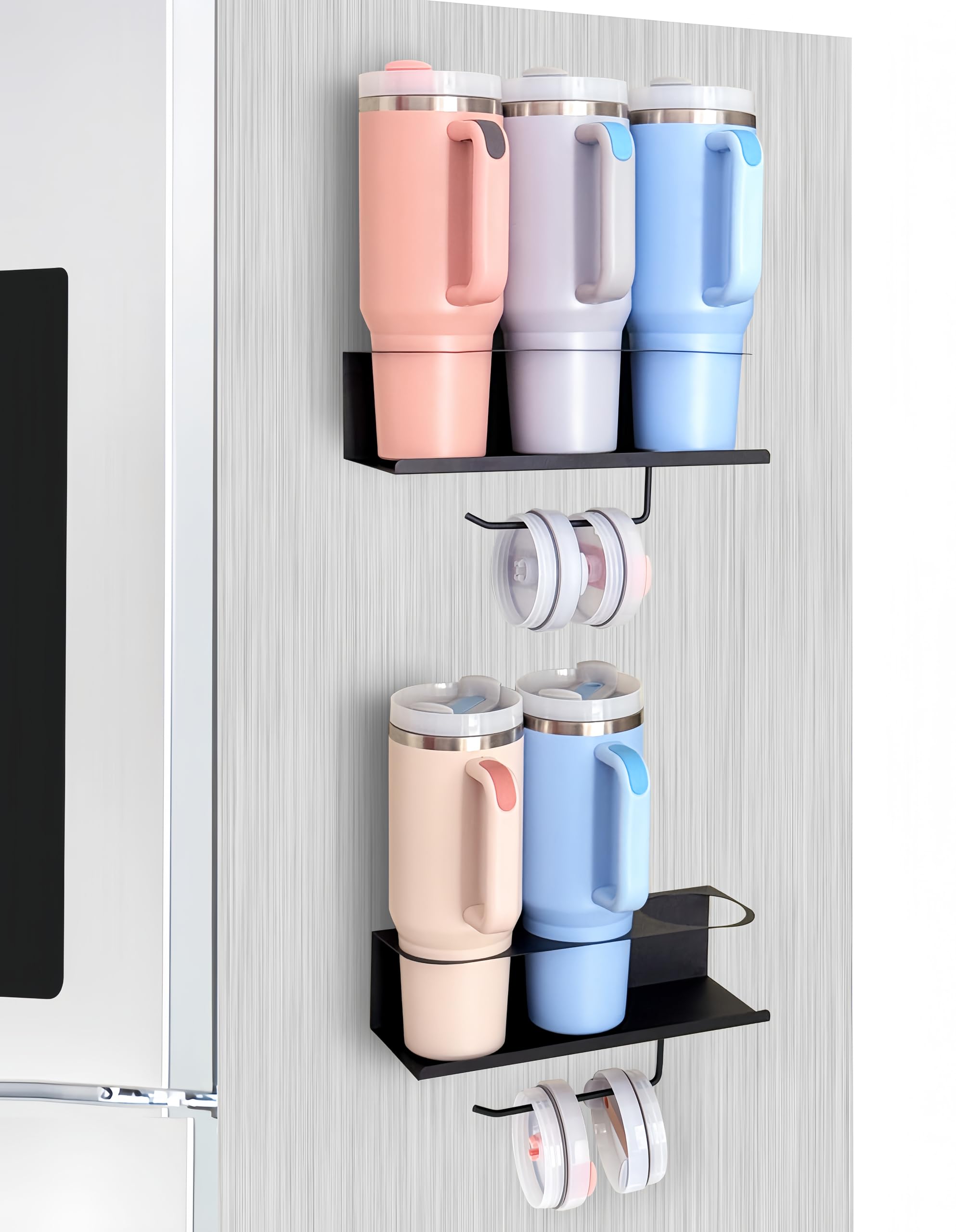 Magnetischer Stanley-Becher Organizer Set – 3-teilig, Hält Bis Zu 6 Tumbler & 5 Deckel, Für Kühlschrank & Wand, 122 Ml