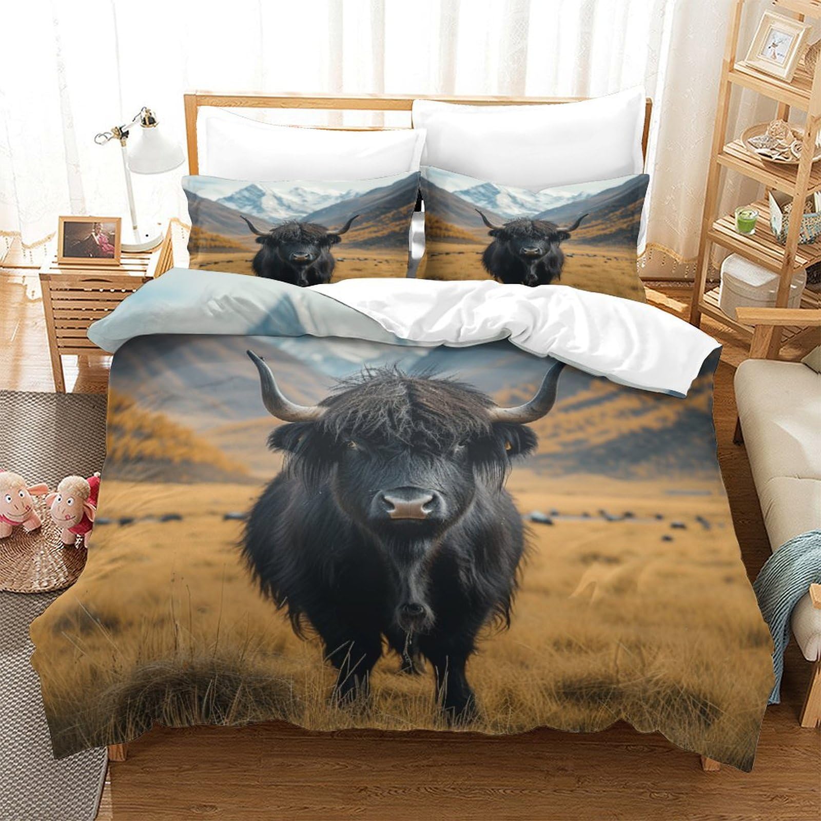 Housse de couette respirante Highland chattle microfibre super douce 260x220