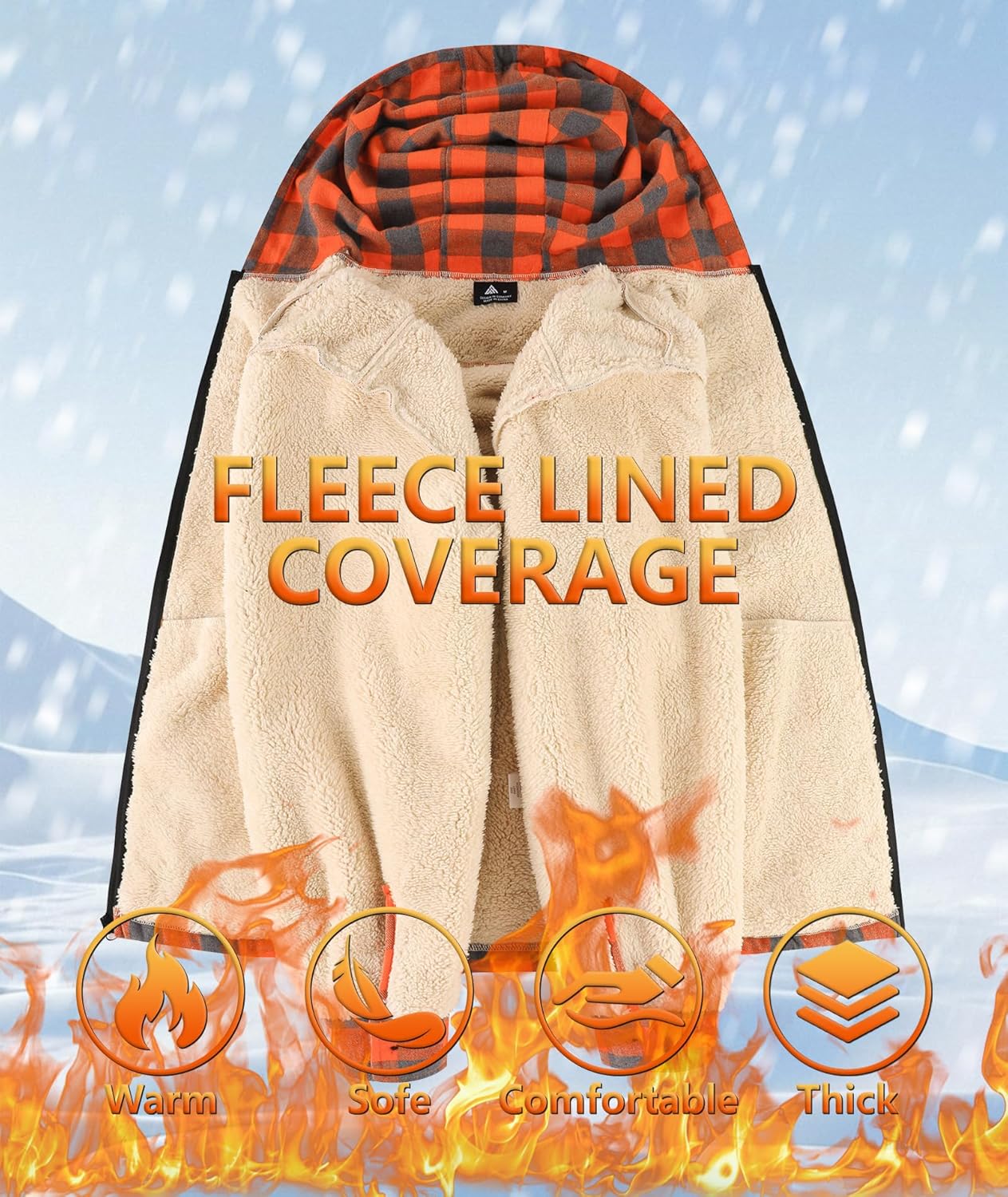 SWISSWELL Mens Sherpa Lined Fleece Shirts Jacket Plaid Flannel Zip Up Hoodies Heavyweight Winter Warm Coat with Pocket - Image 3