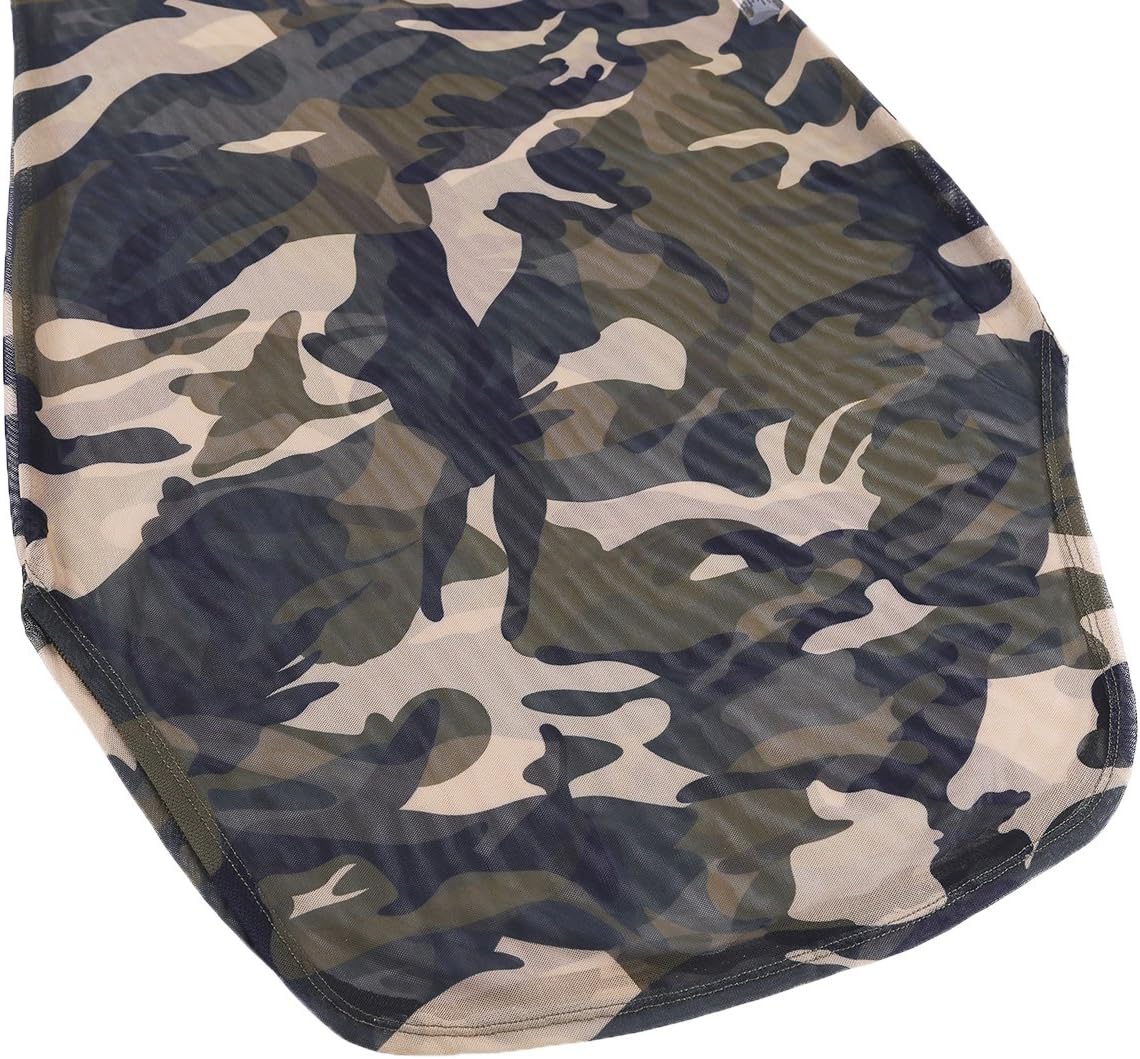 iiniim Womens Lingerie Camouflage Side Slit Sheer Mesh See Through Chemise Mini Dress - Image 9