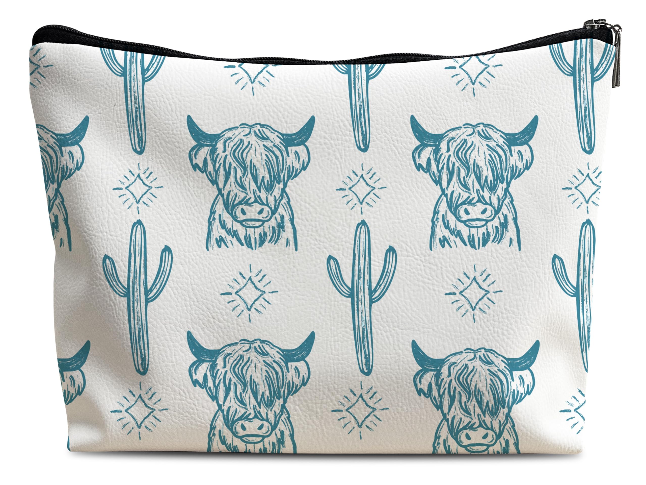 Lacosu Western Makeup Bag,Western Gifts For Women,Cow Makeup Bag,Cowgirl Stuff,Western Stuff For Women,Western Gifts,Cowgirl Gifts(Leather COW M)