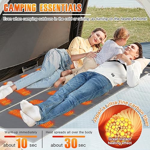 Miniatura 6 de Forro para saco de dormir con calefacción, almohadilla térmica USB para mochileros, camping, calentador eléctrico para saco de dormir (gris, 75 x 25