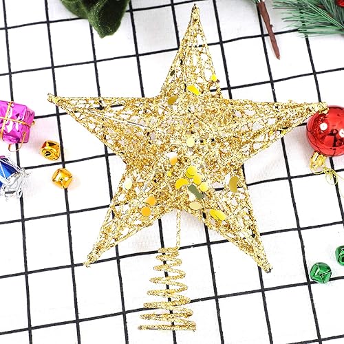 Vista 52 de URATOT - Decoración de estrella para árbol de Navidad con diamantina. Oro rosa
