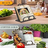 Vista 3 de JOGREFUL Soporte para libro de cocina, de hierro fundido, resistente para libros de recetas, soporte para libros de recetas de cocina, soporte