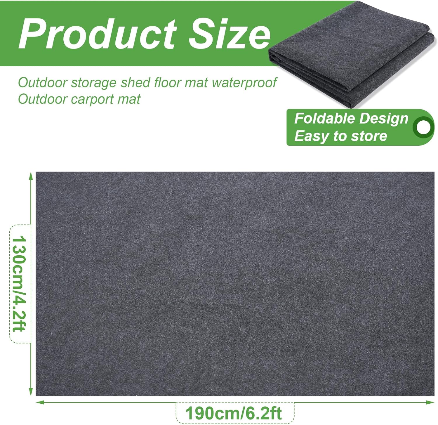 Outdoor Storage Shed Mat Waterproof 6.2x4.2ft,Thickened Garage Floor Mat Carport Oil Mat,Non Slip Shed Flooring Protector Mat for Patio,Garden,Furniture,Moto,Car