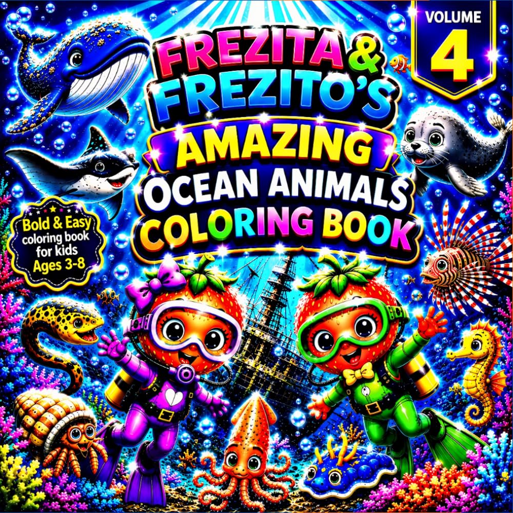 FREZITA & FREZITO'S AMAZING OCEAN ANIMALS COLORING BOOK - Volume 4: Bold & Easy Coloring Book for Kids Ages 3–8 | Explore Amazing Ocean Animals | ... FREZITO'S OCEAN ANIMALS COLORING BOOK SERIES)