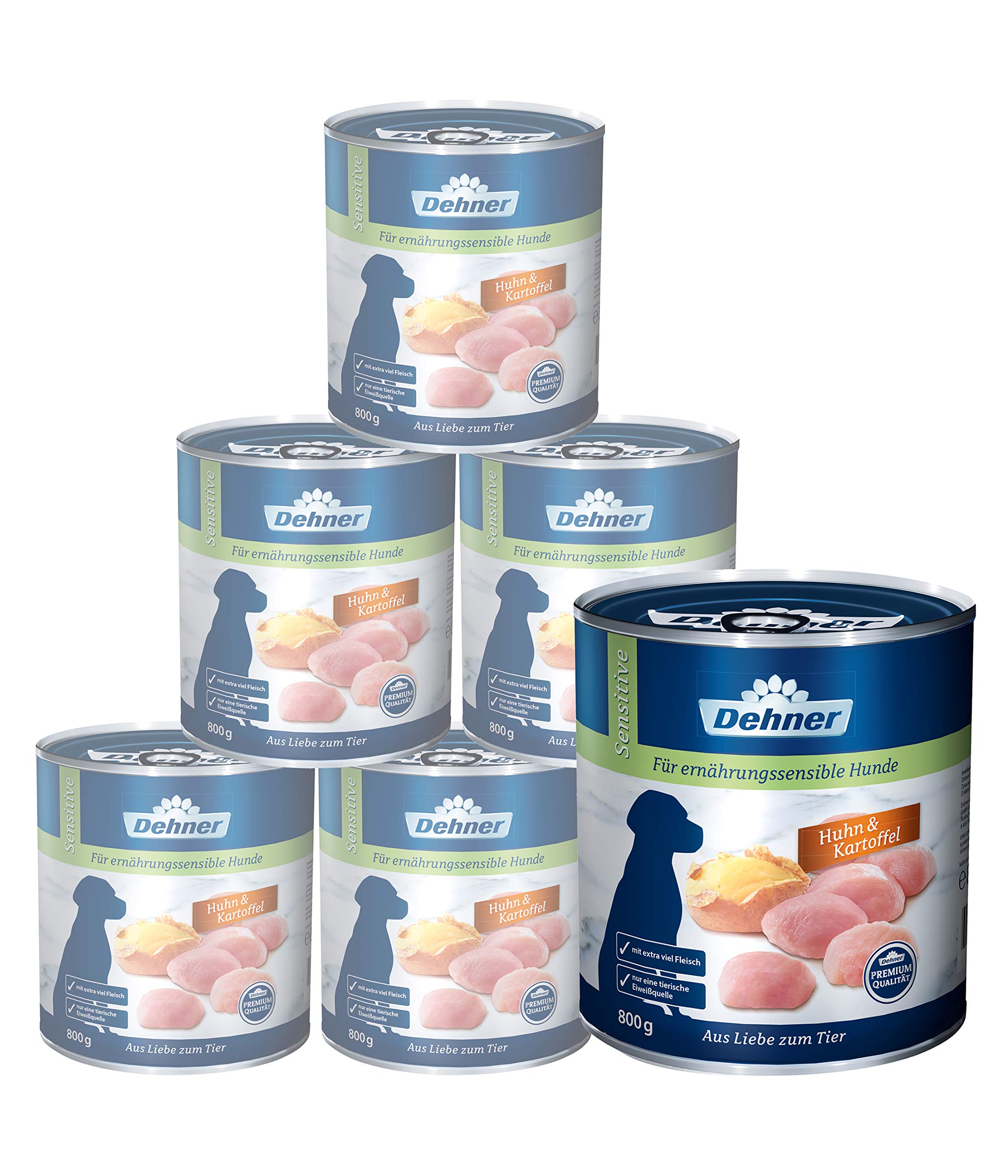 Dehner Selection Sensitive Nourriture pour Chien Poulet + Pommes de Terre, 6 x 800 g (Poids Total 4,8 kg)