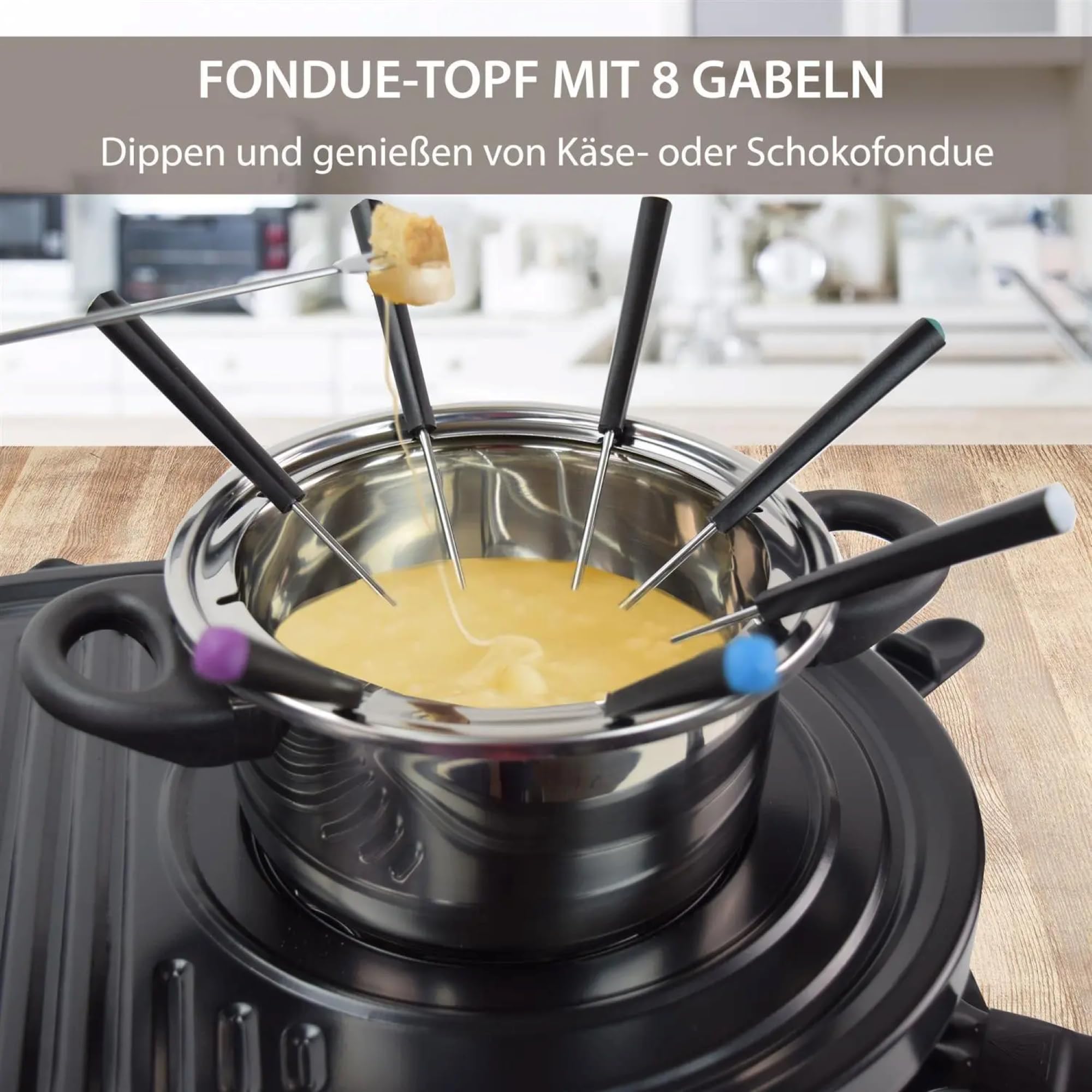 Syntrox Germany Raclette-Grill Locarno mit Fondue & Heißem Stein, 4-in-1 Raclette Set, Gesellige Abende, Kulinarische Vielfalt, Antihaftbeschichtung, Leichte Reinigung