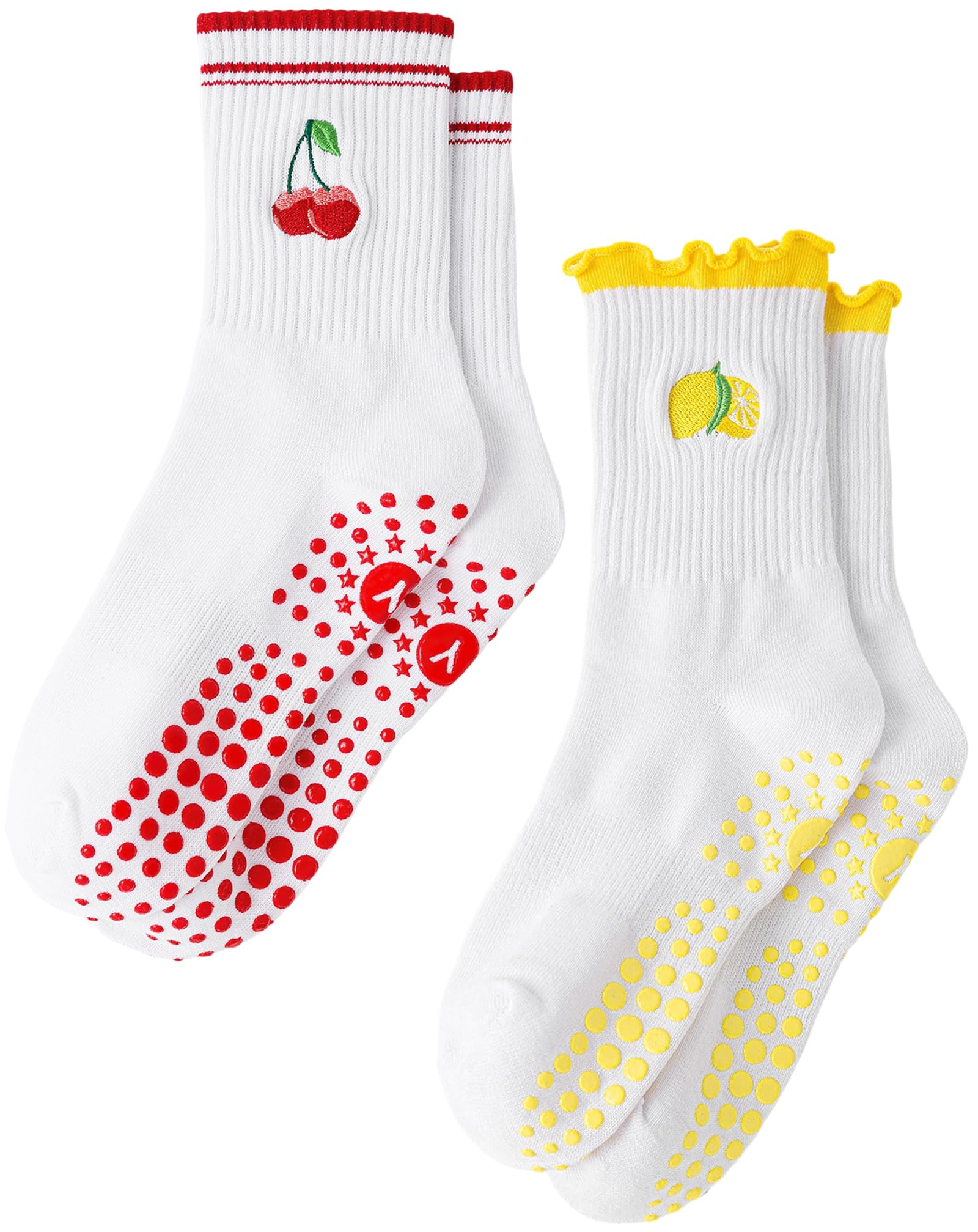Yawlsow Pilates Stoppersocken für Damen Rutschfeste Yoga Grip Socken | mit Noppen niedlich und bequem für Reformer Ballett Barre Tanz Trampolin Krankenhaus Fitness Zuhause Atmungsaktiv