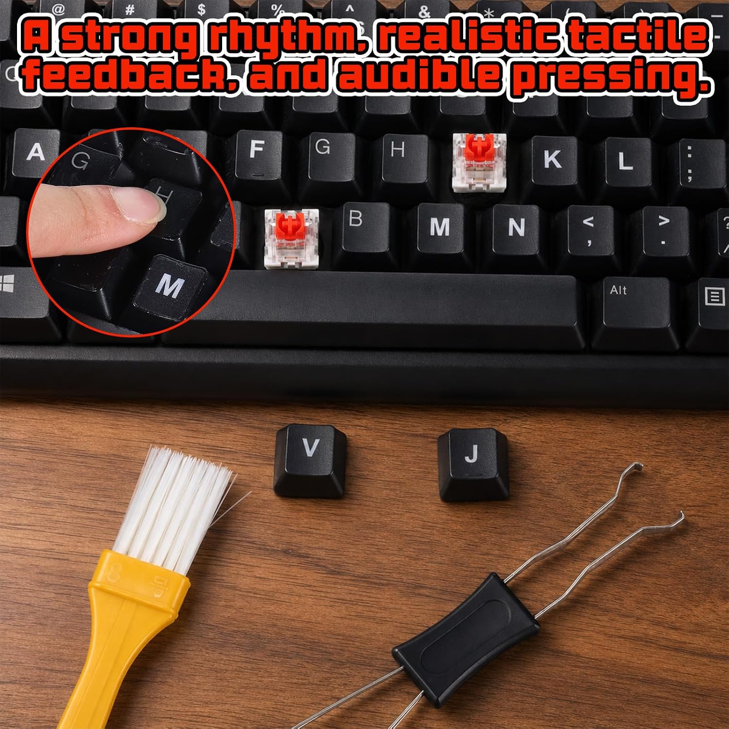 50 Pcs Keyboard Switches with Key Puller and Cleaning Brush (Red)