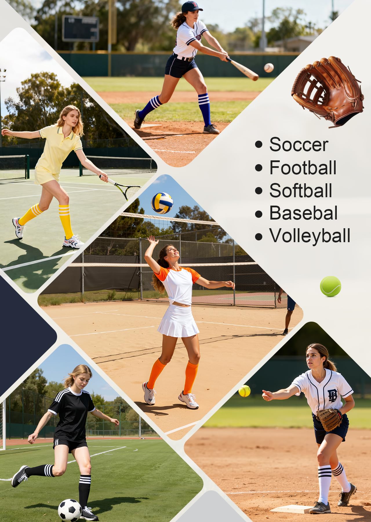 American Trends Calcetines hasta la rodilla para mujer, calcetines de tubo a rayas, calcetines deportivos de fútbol para jóvenes