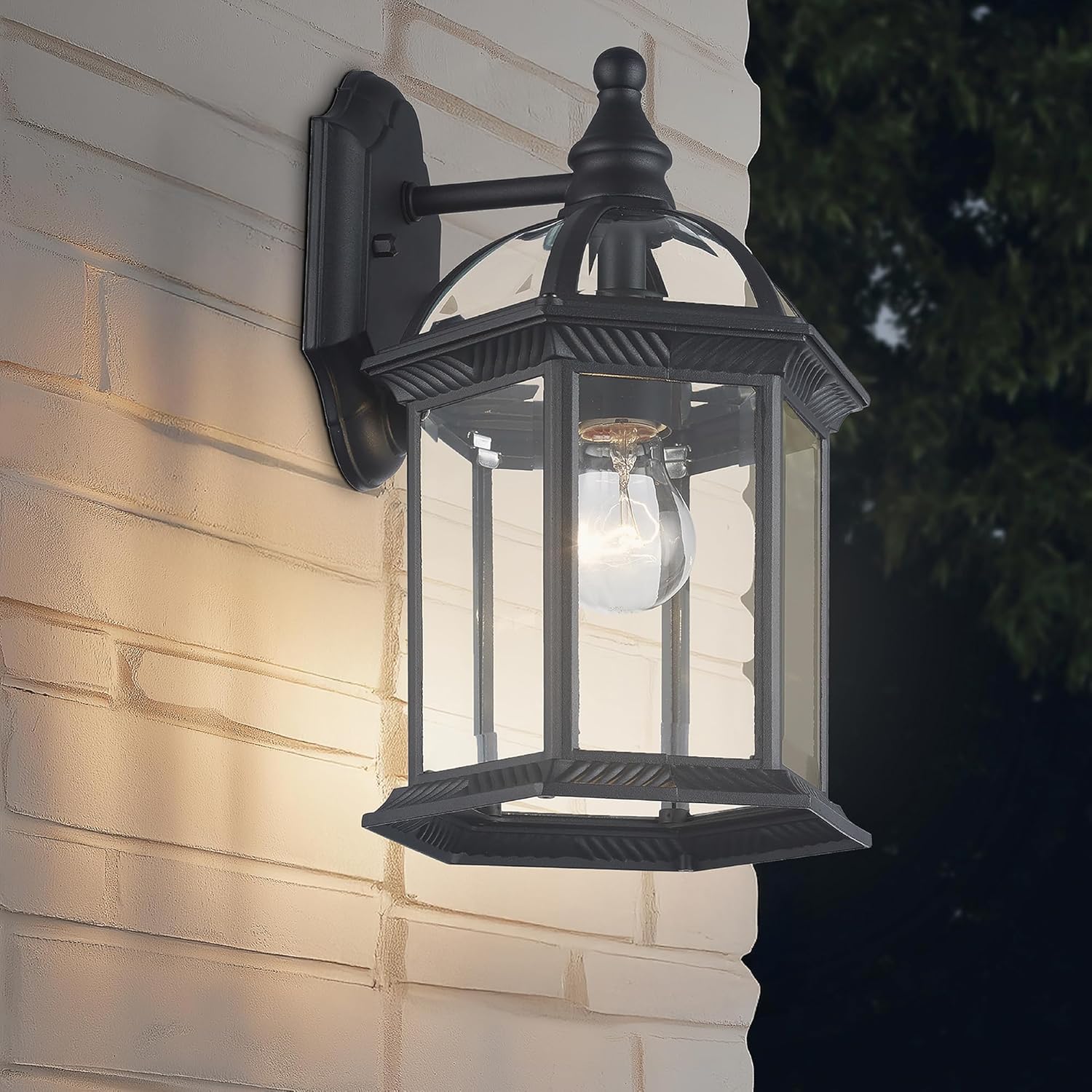 Asher Hamilton 12 Inch Outdoor Wall Light | Satin Black Finish with Glass Shade | Durable Metal Construction | Uses 1 E-26 Lightbulb | Dimmable Outdoor Wall Sconce | Perfect for Patios, Porches, etc.