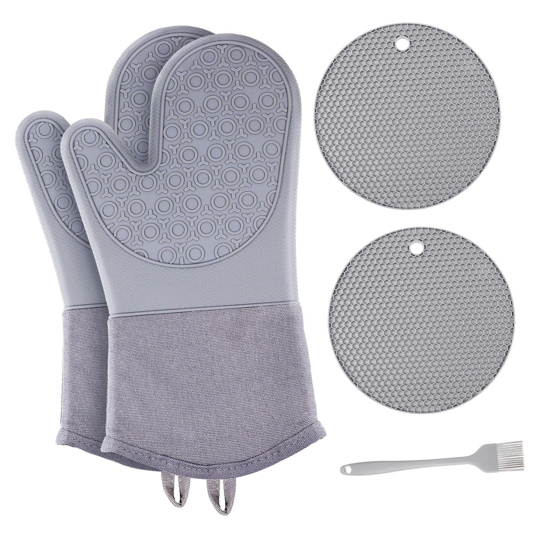 SHINEOFI Ofenhandschuhe Hitzebeständig aus Silikon mit Rutschfestem Griff Topflappen für Kochen Grillen Backen Mikrowelle Handschuhe Schutz für Hände und Handgelenke