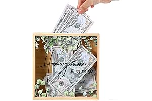 8x8 Rustic Wooden Honeymoon Fund Box with Laser Engraved Greenery Design