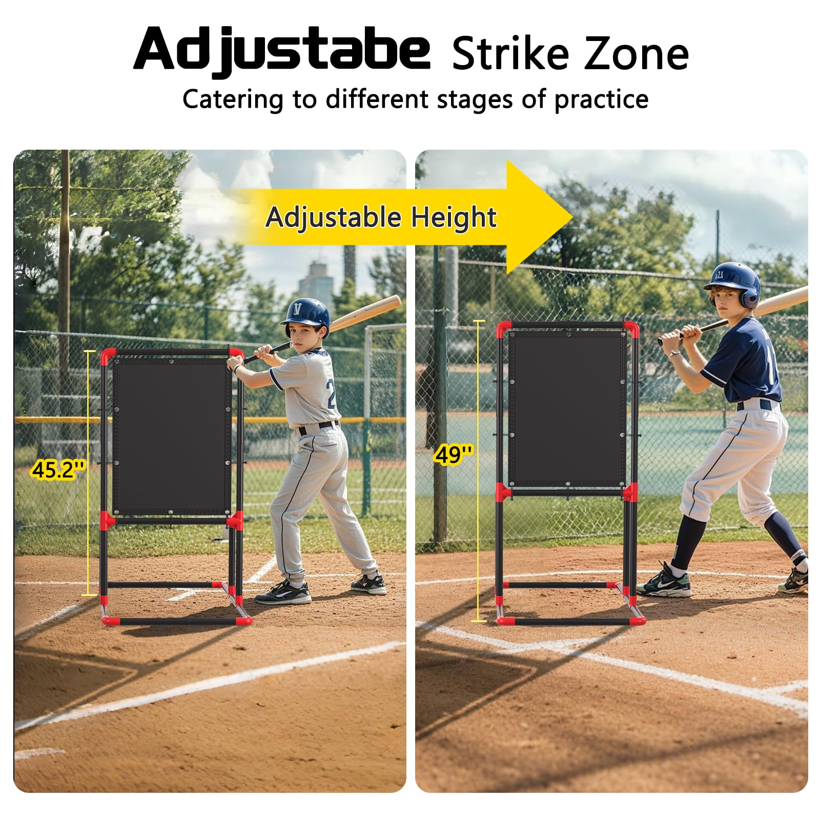 Wiffle Zone cible de baseball hauteur réglable 114-124 cm portable entraînement enfants adultes assemblage facile