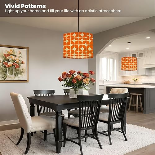 Miniatura 6 de Pantallas de lámpara naranja de mediados de siglo años 70 y 80 retro Morden abstracto geométrico, pantallas decorativas bohemias, 1 paquete de