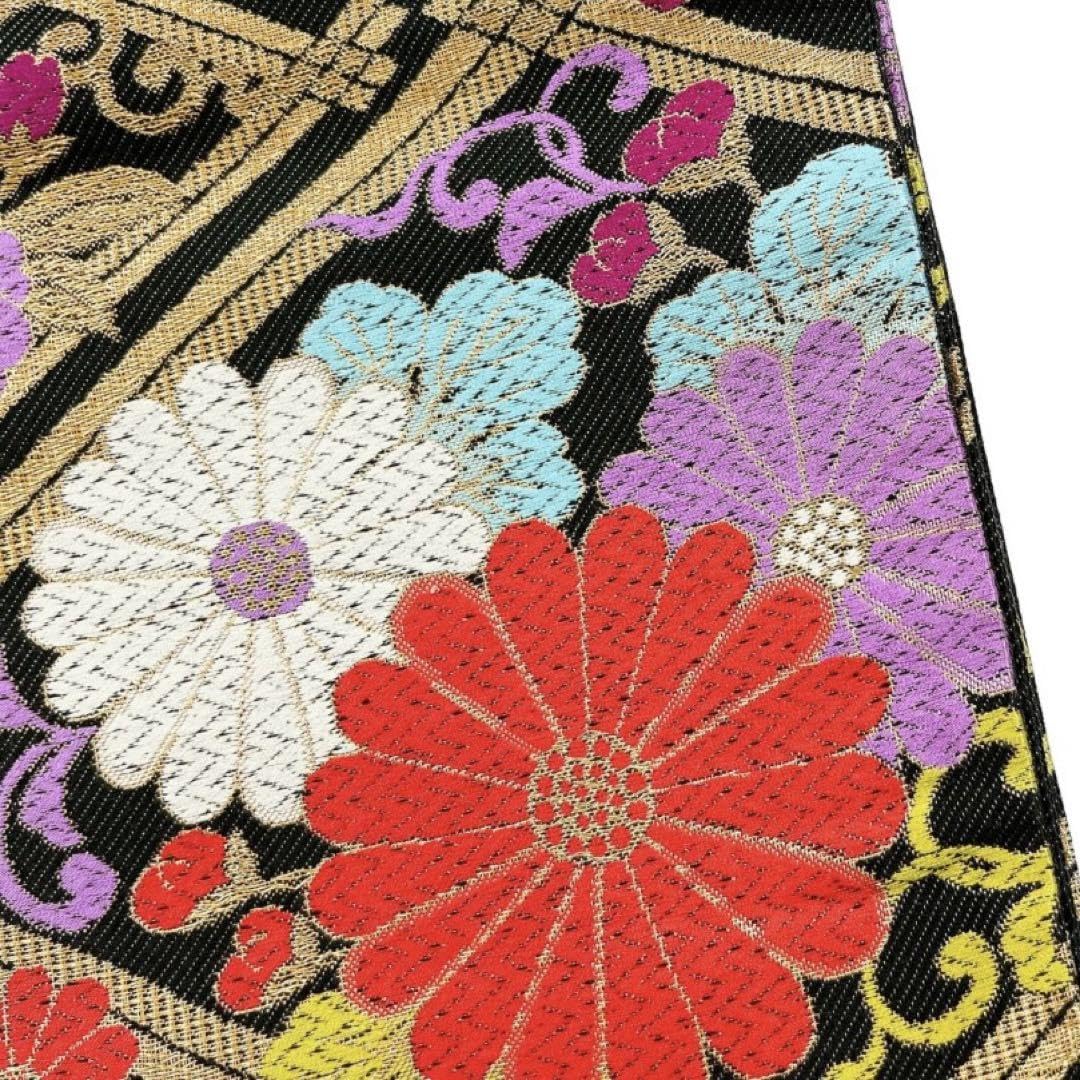 振袖帯袋帯八重梅梅花桜黒地着物034a d