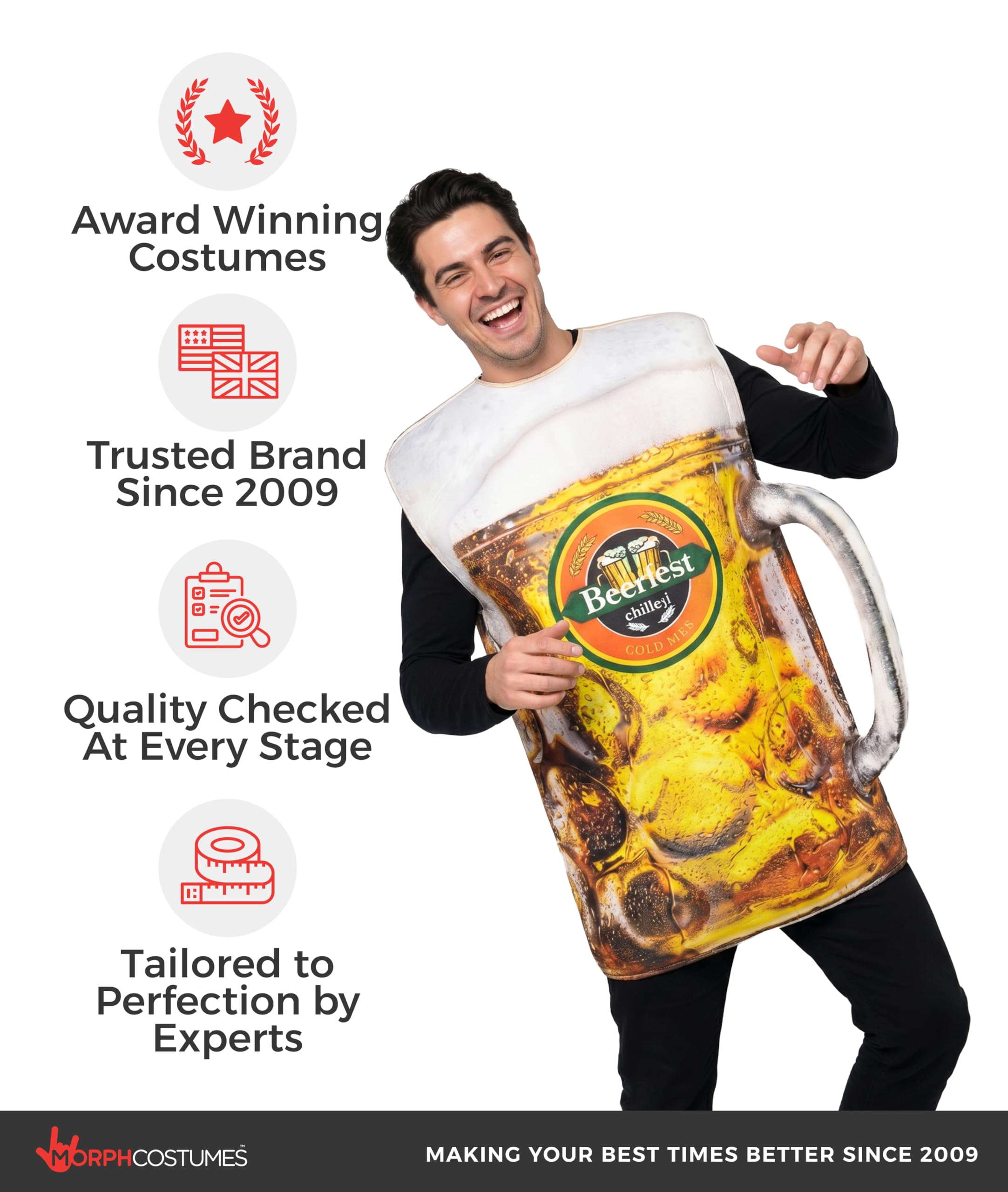 Morph Disfraz Cerveza Adulto, Disfraz Oktoberfest Halloween Hombre
