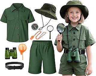 KAIPUTE Kids Explorer Adventurer Costume Boys Girls Safari Camping Trailblazer Jungle Seeker Outdoor Kit 2-13 Years