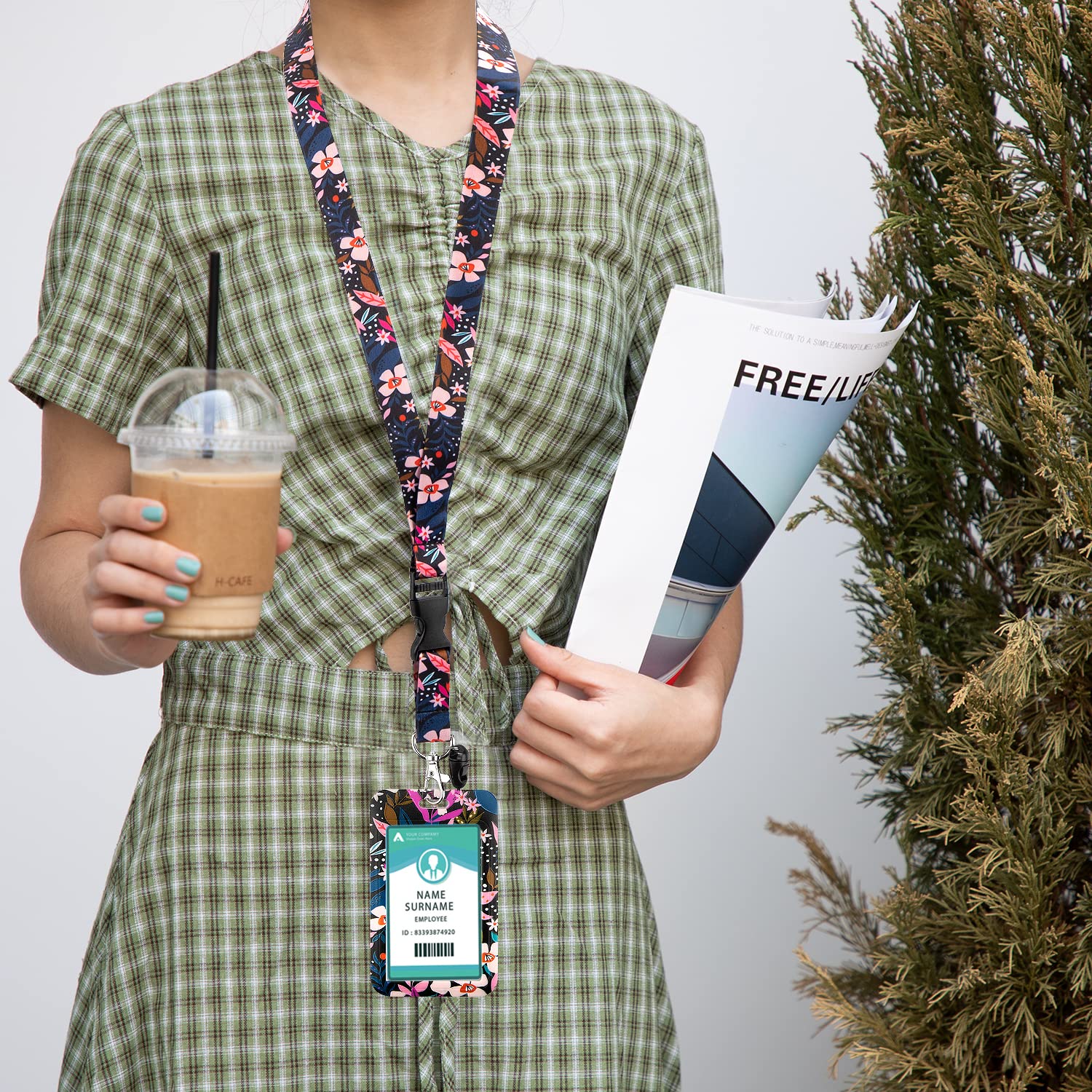 Porta Tarjetas Identificativas, Lanyard con Tarjetero, ID Card Badges Holder Extensible con Cordón para el Cuello de la escuela, oficinas