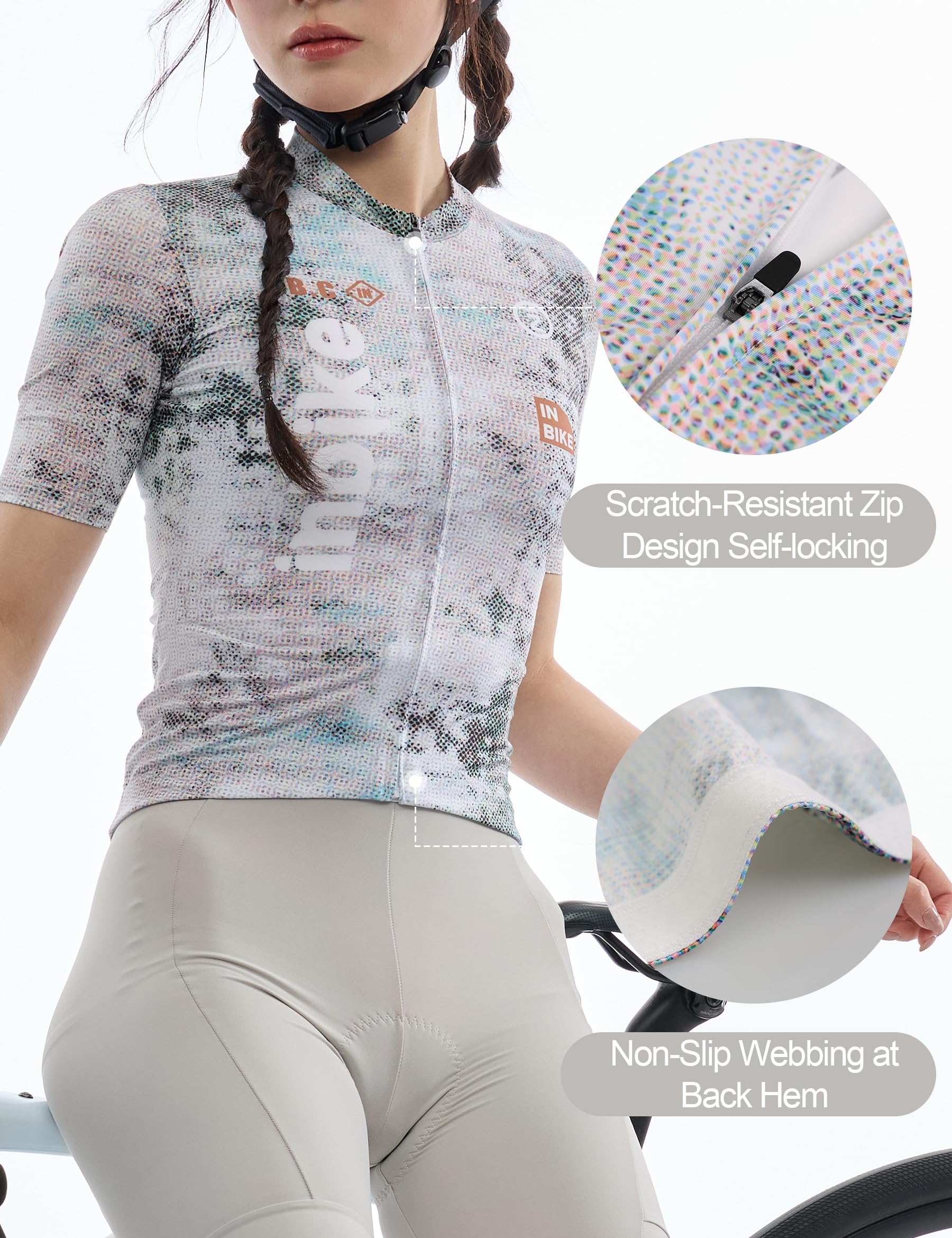 INBIKE Radtrikot Fahrradtrikot Damen Sommer Kurzarm mit 3 Taschen Atmungsaktiv Schnelltrocknend Fahrradsport Frauen XX585