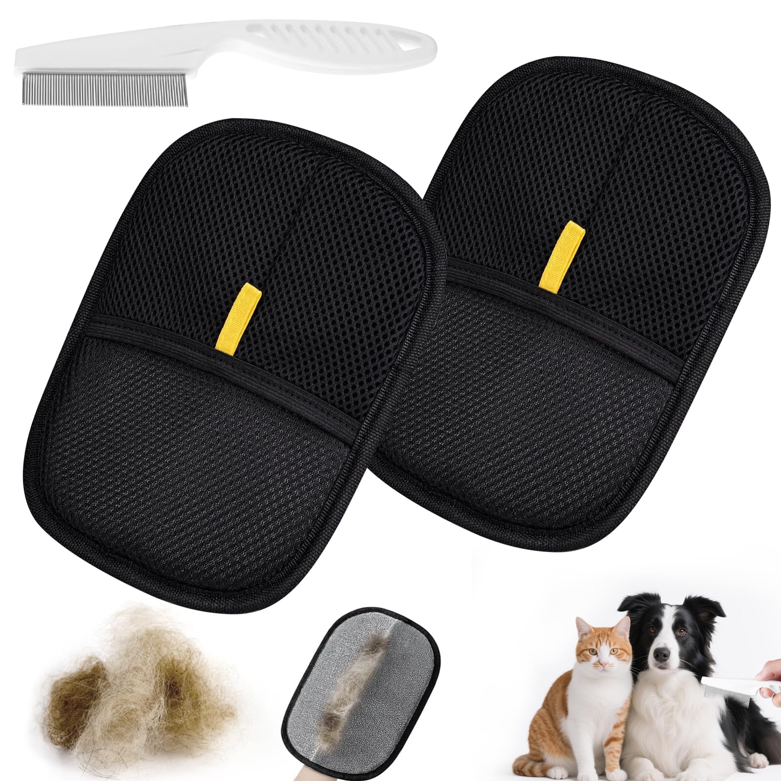 Pack of 2 Electrostatic Hair Removal Gloves 2025 Pet Hair Remover Gloves, Reusable Fur Magnetic Glove for Dogs Cats