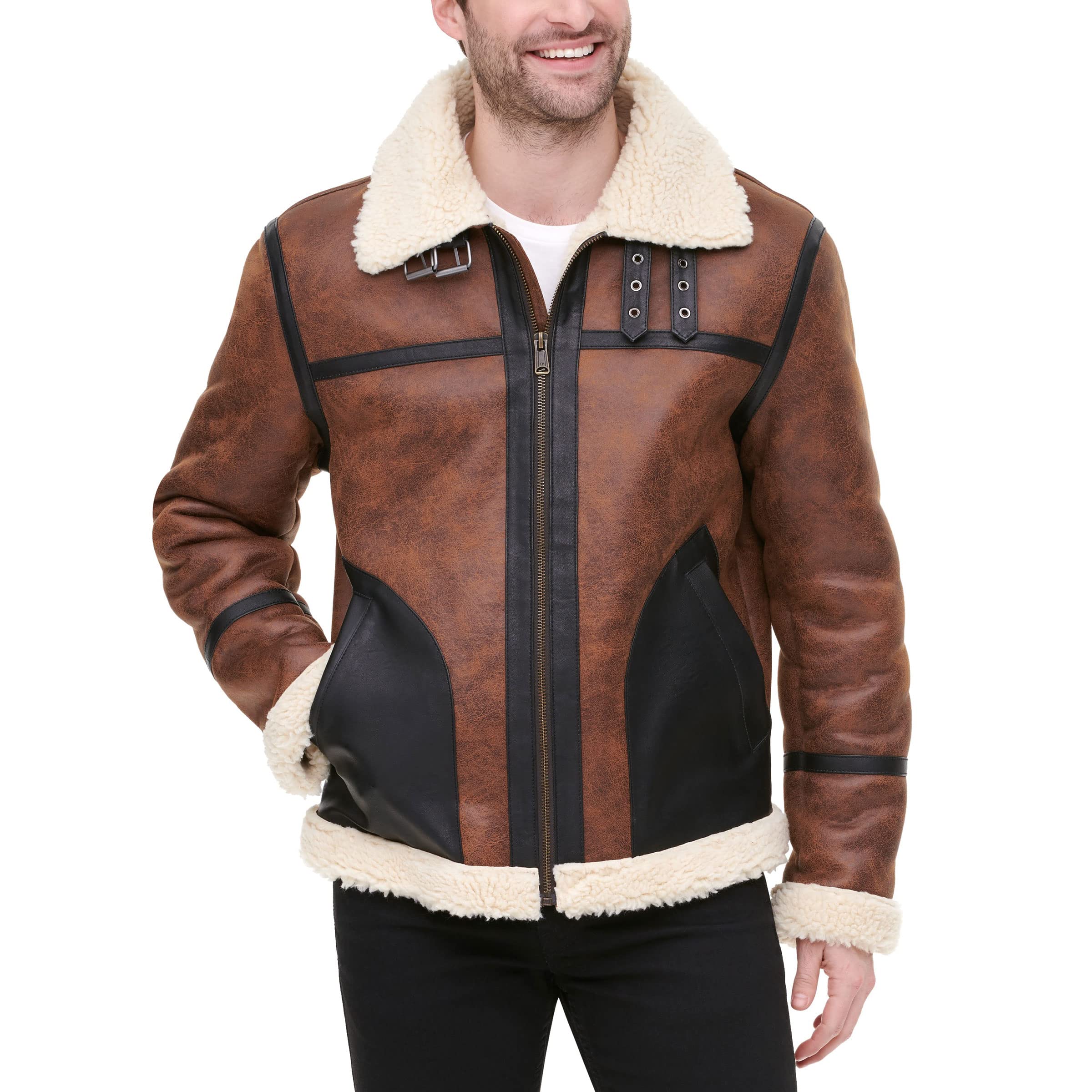 Tommy Hilfiger Adaptive Men's Tommy Hilfiger Men's Faux Shearling Aviator Jacket