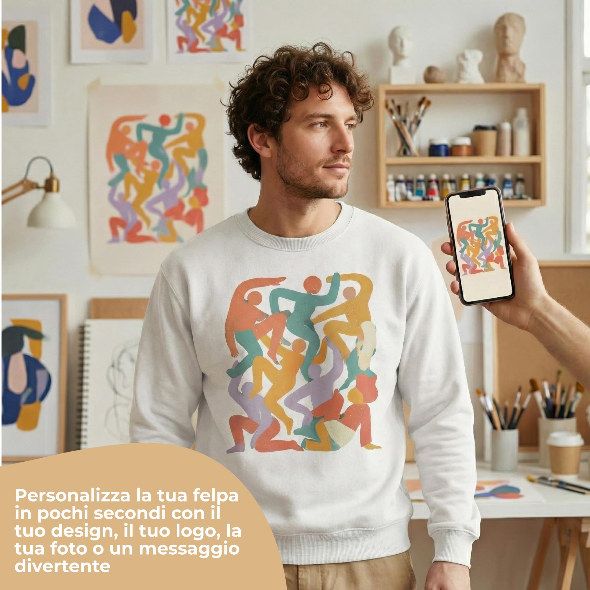 Cimpress Personalised Men's Sweatshirt Size S - 5XL, Customisable with Photo, Logo or Text, Crew Neck with Front Print, Ideal for Teams, Gifts, Events or Corporate Uniforms - 2