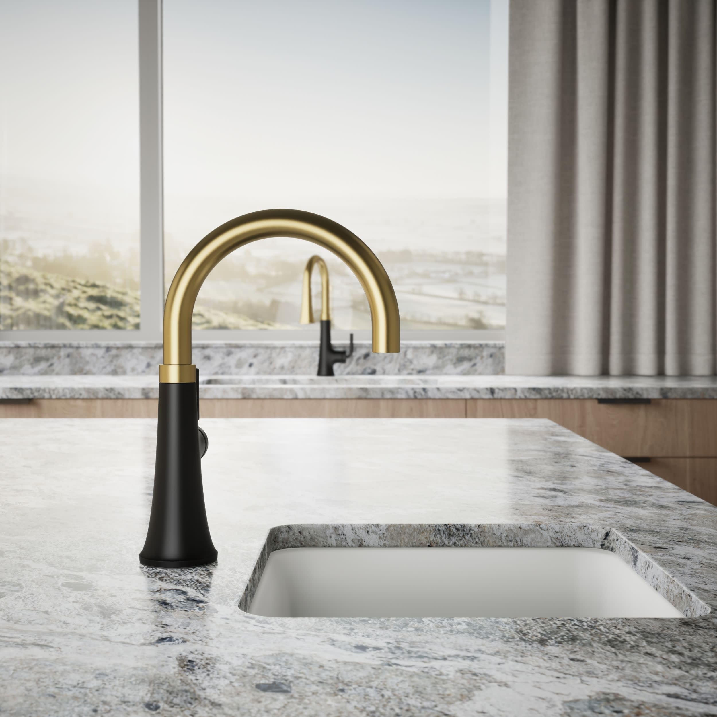 KOHLER 23767-BMB Kitchen, Tone, Swing Spout Bar Brushed Gold, 3