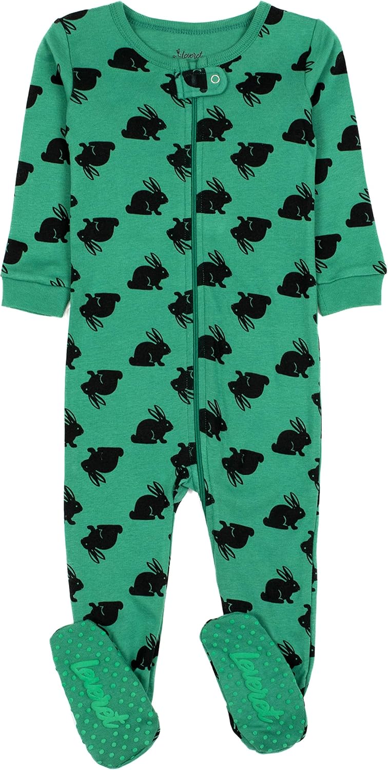 Leveret Kids Pajamas Baby Boys Girls Footed Pajamas Sleeper 100% Cotton (Size 6-12 Months-5 Toddler)