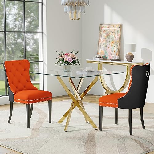 Miniatura 32 de Juego de mesa de comedor de cristal para 4 personas con mesa cuadrada de cocina de vidrio templado de 36 pulgadas, juego de comedor de 5 piezas con