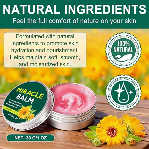 Miracle Balm for Swollen Legs, Veins Soothing, Relaxing & Comfortable, Botanical Formula with Calendula for Back, Hands, Feet and Body|1 Oz