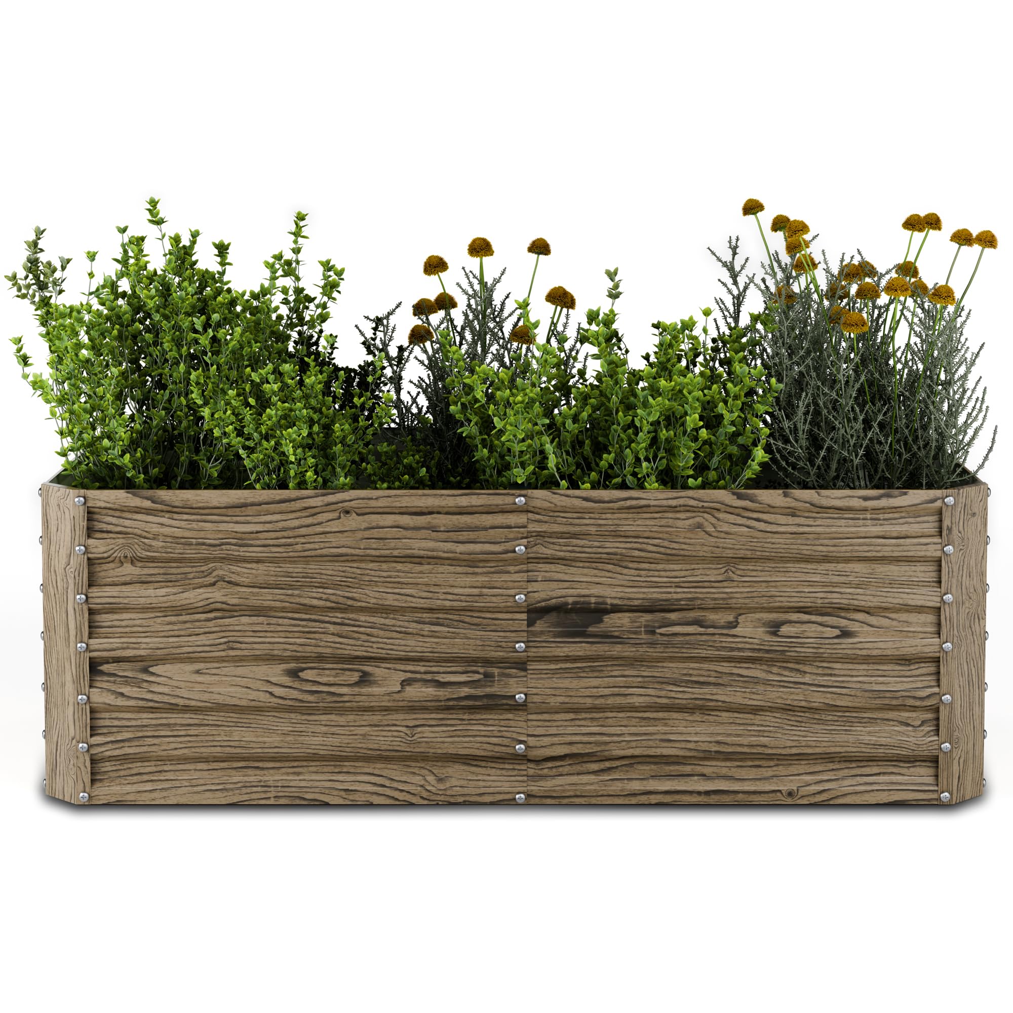 blumfeldt Jardinière surélevée High Grow Straight, 972 L en Acier galvanisé résistant, Aspect Bois, Ergonomique & Facile à Monter pour Fleurs, Herbes & légumes – Drainage Optimal