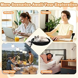 Cat Desk Bed - Ergonomic cat Desk Perch Clamp for Remote Workers - Quality Desktop Suspended Cat's Bed- Rotating Cats Hammock Desk with Removable Cover, Desk Nest Cat Bed Hold UP to 50LBS, Black
