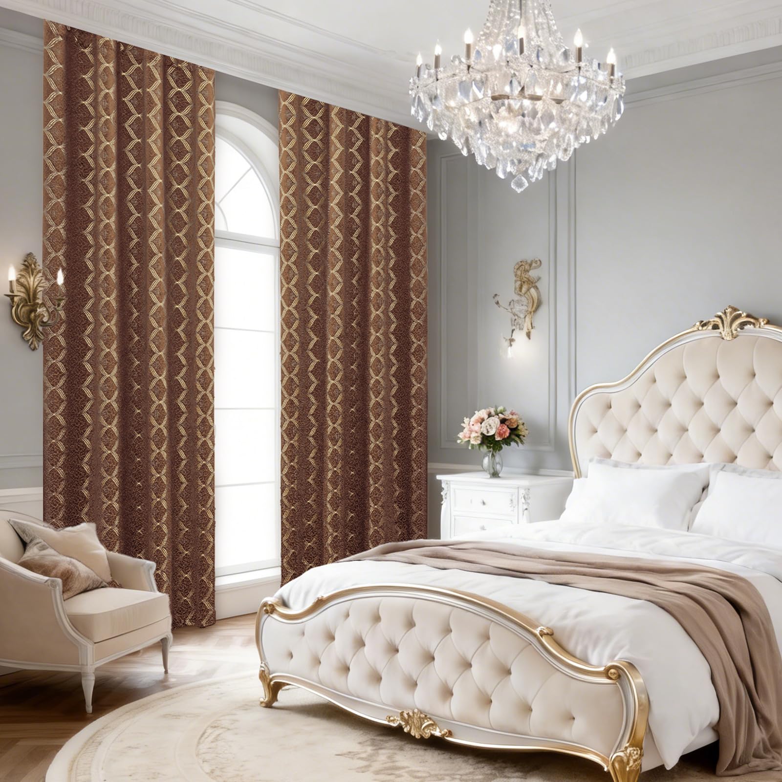 Ystyle Tende Per Interni In Velluto 2 Pezzi, 140x225cm, Tende Oscuranti Termiche Isolanti, Anti-Rumore, con Anelli, Tenda Moderna per Camera da Letto e Soggiorno, Caramello