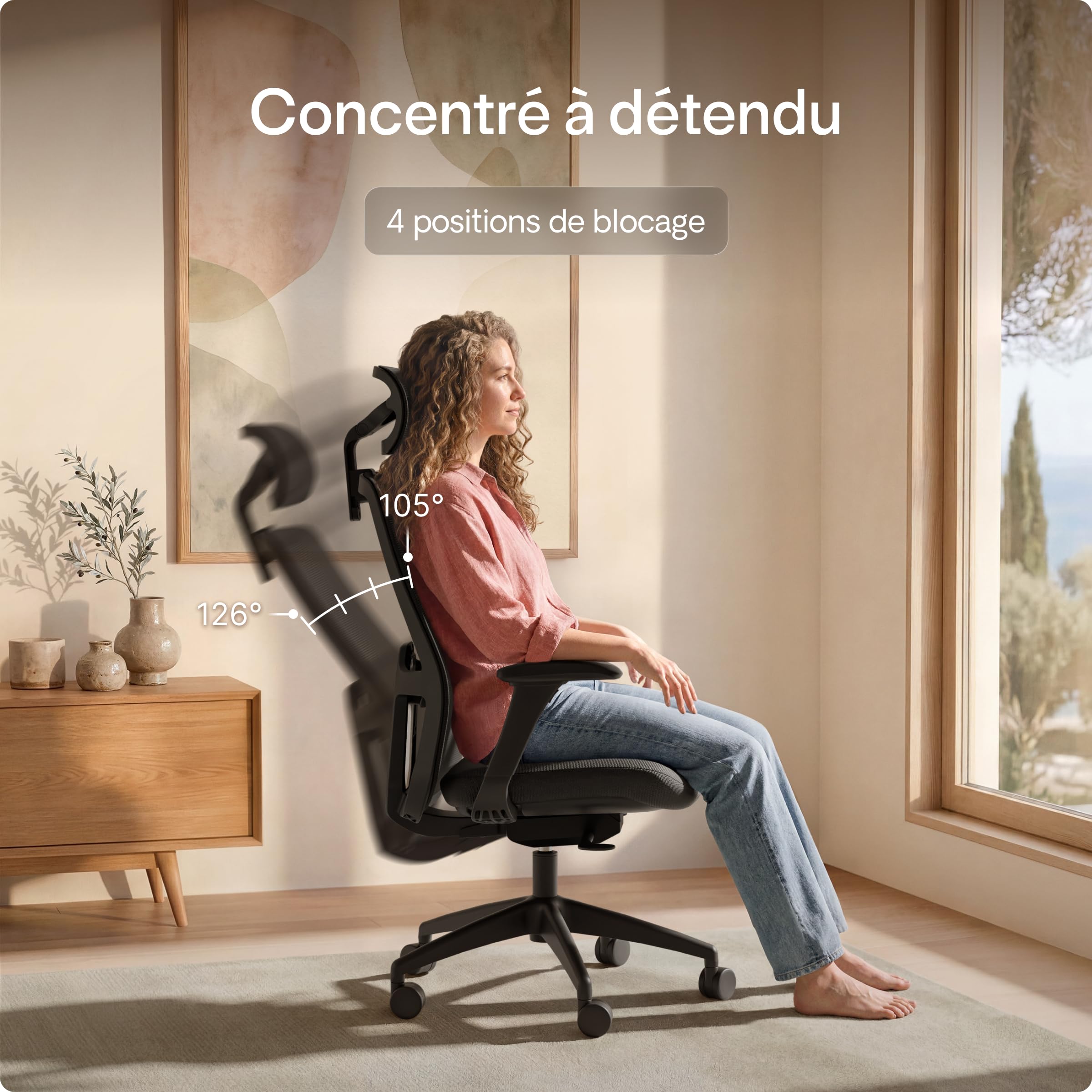 Desktronic Chaise de Bureau Ergonomique réglable Chaise de Bureau avec Appui-tête, accoudoirs, Support Lombaire, réglages de la Hauteur - Maille Respirante