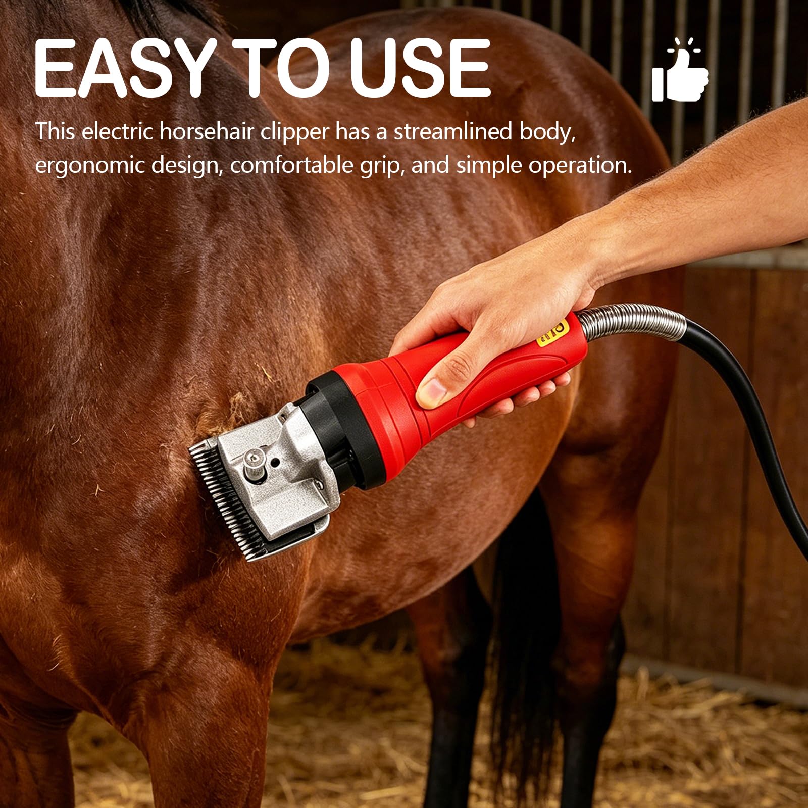Esquiladora para Caballos Profesional, 690W 2800 RPM Cortapelos Eléctrica de Alta Potencia con Motor Colgante y Eje Flexible Juego de Cuchillas de 24 Dientes Maquinilla para Equinos Ponis Cabras