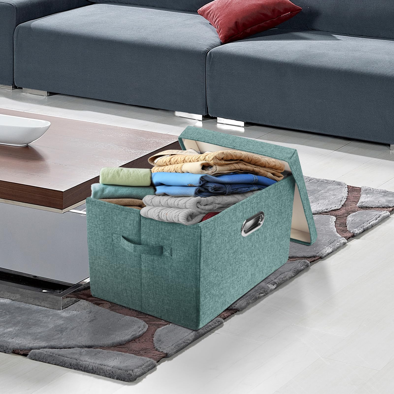 La Boîte De Rangement Est Pliable Et Lavable, Boîte De Rangement En Tissu Avec Couvercle, Fermeture éclair, 45 X 35 X 24 Cm