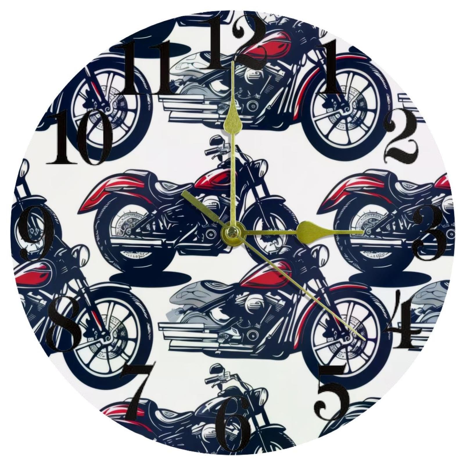 Horloge murale pour moto à quartz, esthétique soignée pour maison
