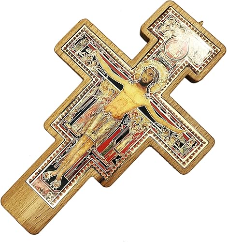Miniatura 3 de Crucifijo francés de madera hecho a mano, San Damiano, cruz de pared, calidad premium, madera de haya, regalo para el hogar, símbolo de fe y