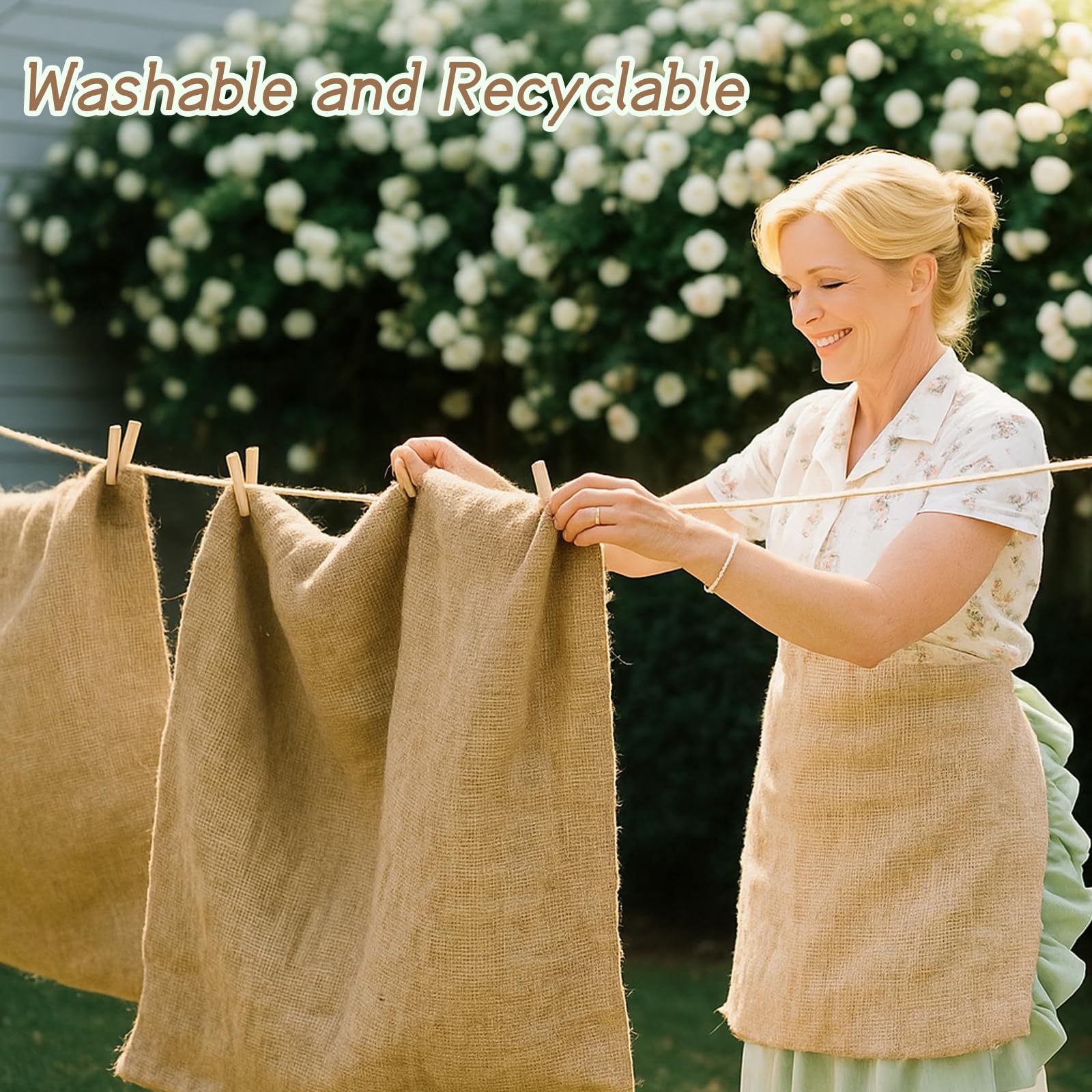 Kmise Lot de 6 grands sacs à pommes de terre en toile de jute naturelle 121,9 x 63,5 cm