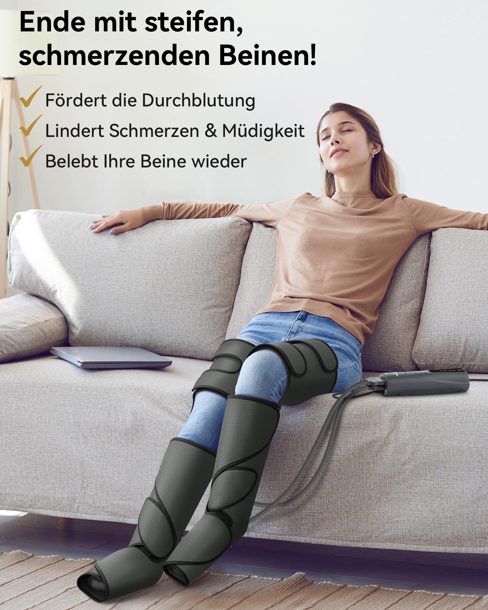 FIT KING Beinmassagegerät Manschetten für Beine, Oberschenkel & Füße Kompressionsstiefel Massage für die Beinmuskulatur ideal bei langem Stehen im Beruf, zum Lösen von Verspannungen