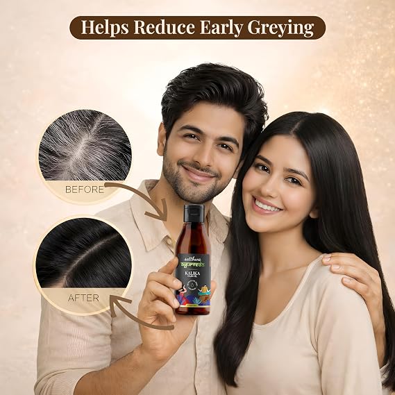 Satthwa Kalika Hair Oil 150ml (5oz) | Ayurvedic Oil for Grey Hair | With Amla, Hibiscus & Bhringraj | Helps Reduce Greying, Strengthen Roots & Add Shine