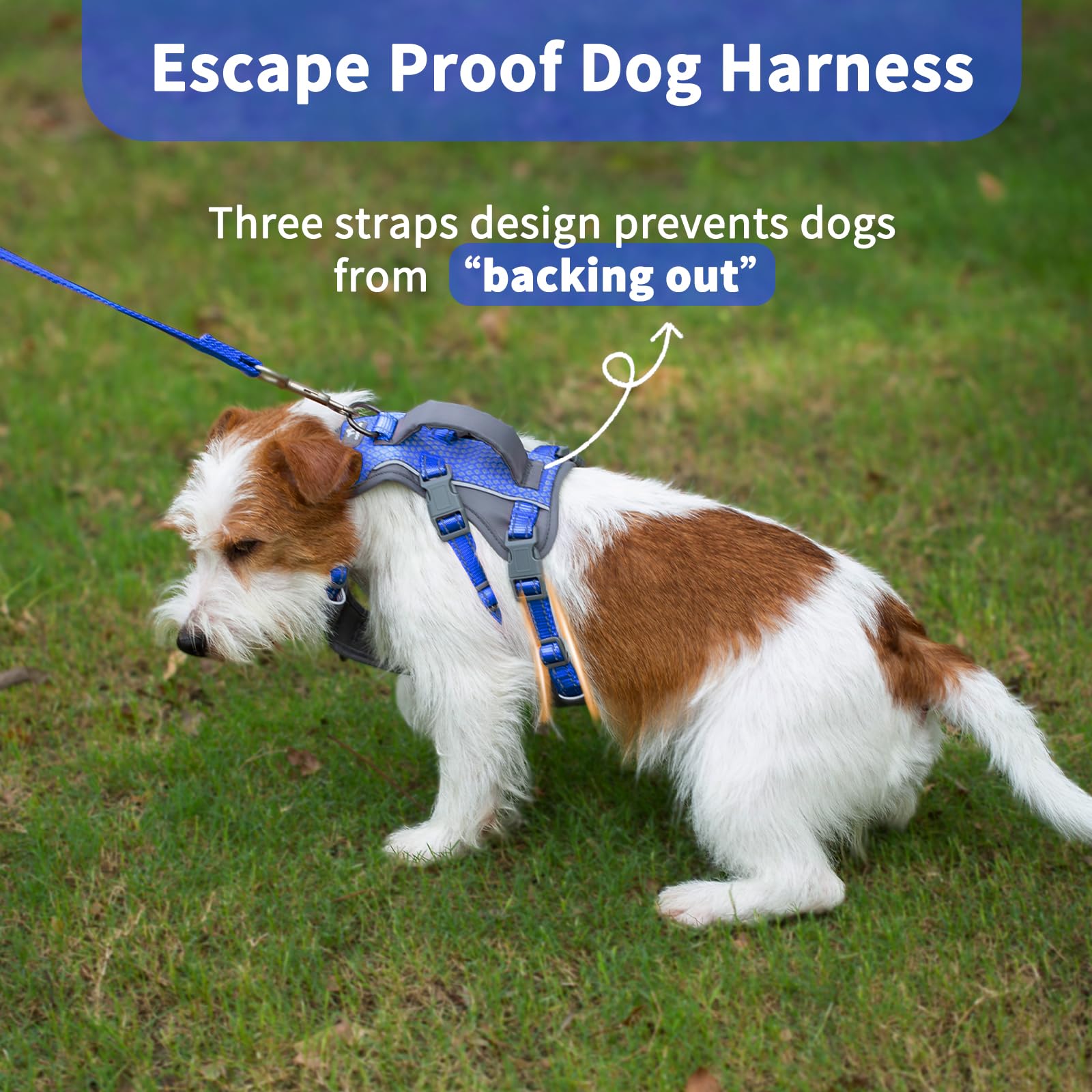 Huntboo Escape Proof Dog Harness Medium, Anti-Pull Dog Harness with Handle, Breathable, Adjustable, Reflective Dog Harnesses - Image 2