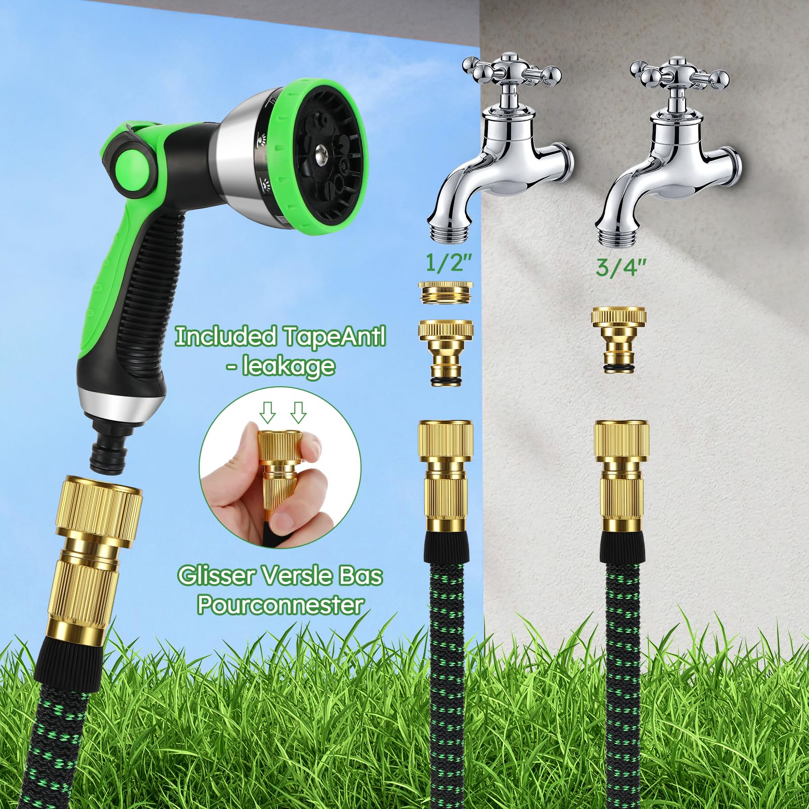 30m Tubo da Giardino Estensibile,Canna Acqua Giardino