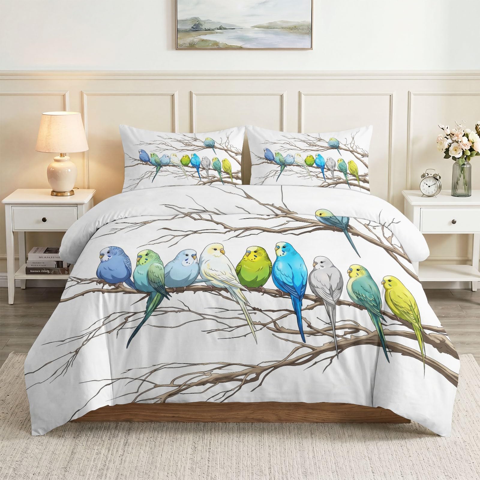 Generisch Set di biancheria da letto in stile rustico bianco, 135 x 200 cm, morbido e traspirante, in microfibra spazzolata, con federa da 80 x 80 cm