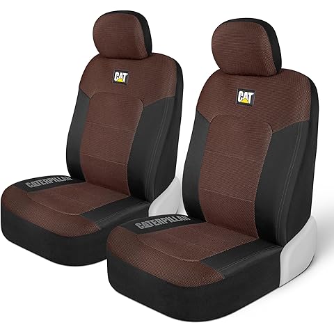 CAT Brown & Black Seat Covers for Cars, Trucks, & SUV - Set of (2) MeshFlex Car Seat Cover Front Seat Protectors - Airbag Compatible Seat Covers for SUV Interior Covers & Seat Cover Accessories