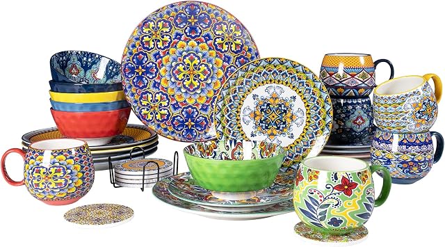 Cereal Bowl, Dinner Plates, Dessert Plates, Coffee Mugs and Drink Coasters Sets