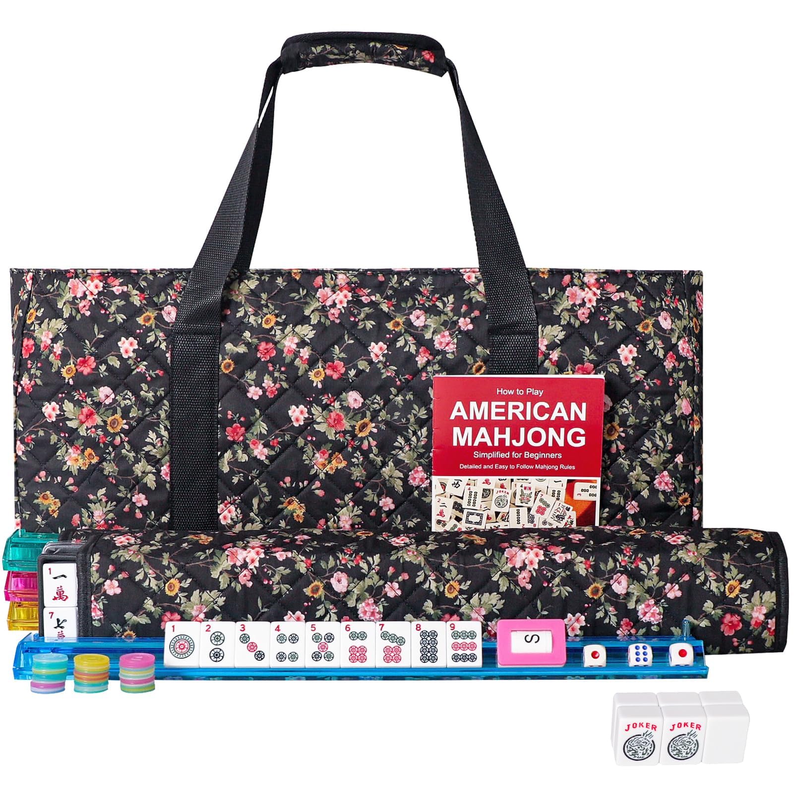 Photo 1 of GUSTARIA American Mahjong Game Set, 166 Green Tiles, 4 All-in-One Color Rack/Pushers, Complete Mahjong Tile Set?Green Carrying Bag