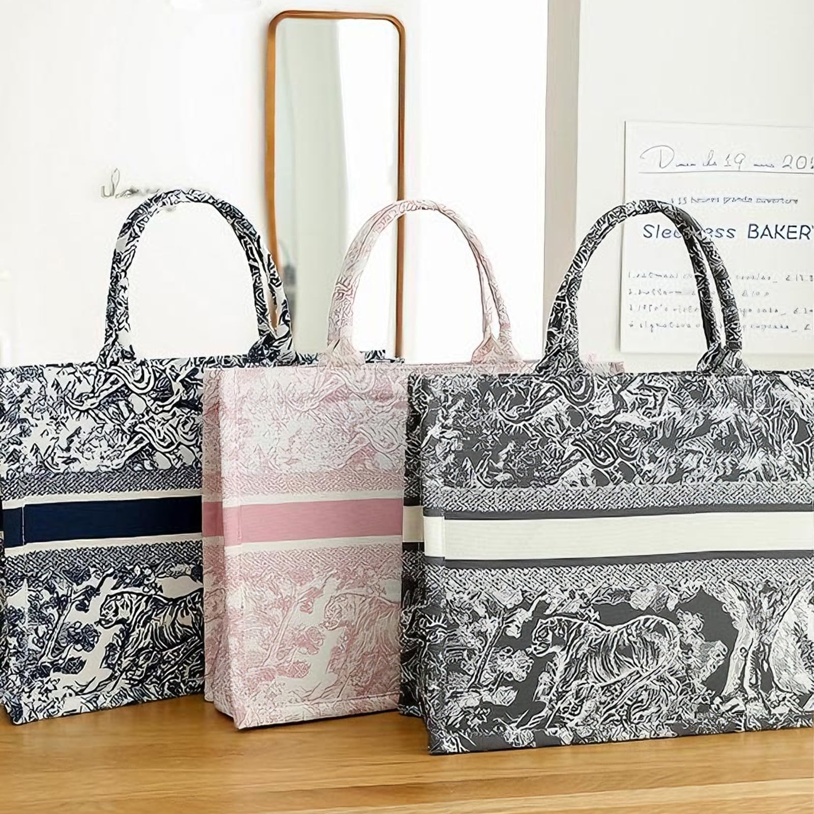 CORIOS Damen Laptoptasche Aktentasche mit Ethnischen Druckmustern Böhmische Schultertasche Sommer Strand Tasche Mode Elegant Tote Handtasche Canvas Henkeltaschen Tragetasche Blau